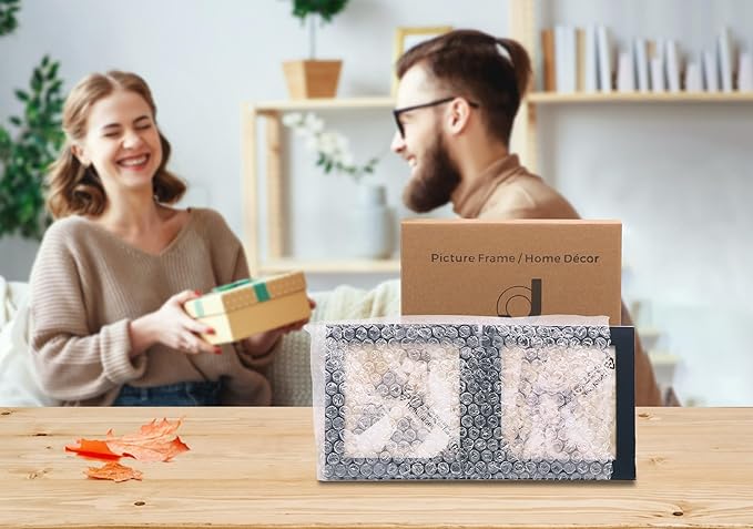 Double 4x4 Square Combo, Black Wood Picture Frame, 3.5x3.5 Opening Foldable Photo Frame on Table-top or Wall