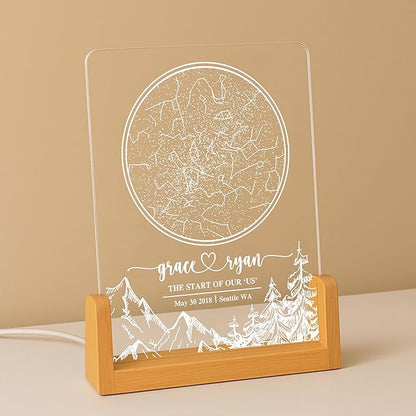 NAZENTI Personalized Star Map Frame with Light, The Night We Met Lamp, Custom Couple Gifts, Anniversary Present Gift for Couple, Valentine Day Gifts for Girlfriend Boyfriend, Meaningful Gift for Him