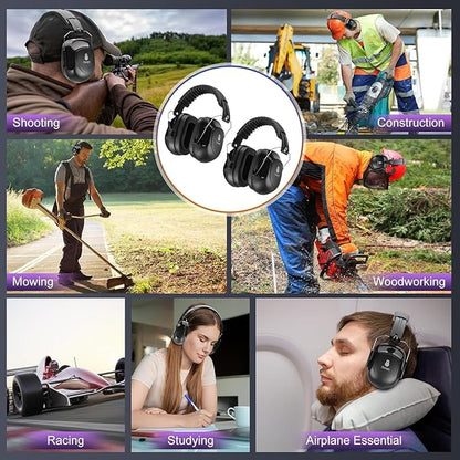 3 Pack Noise Reduction Ear Protection, Hearing Protection Ear muffs SNR 34dB Noise Cancelling Headphones for Adults Kids Autism, Sound Proof Earmuffs for Mowing/Construction/Work