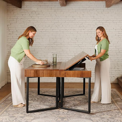 Transformer Table - Dining Table to Computer Desk, Work-from-Home Office, Gaming Desk, Study Desk, Space-Saving Adjustable Furniture, Dark Brown