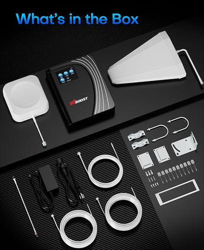 Cell Phone Booster for Multiroom, Boost Cellular Signal Cover to 1,2000 Sq Ft with 2 Indoor (Built-in 1) Antennas and Touch Display 72dB Gain for Homes and Offices 2-Story, Support All U.S Carriers