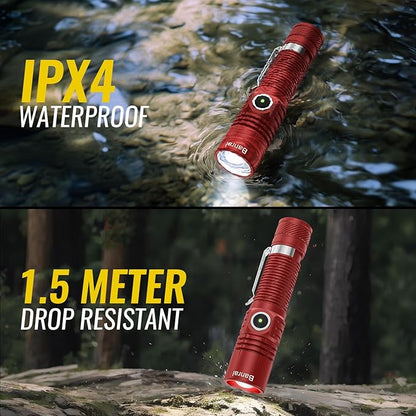 Banral Rechargeable Tactical Flashlights, High Lumens Small Mini USB-C LED Flashlight, Compact EDC Flash Light, 4 Modes&Memory Function, Waterproof Pocket Lights for Home,Camping,Emergency (1, Red)