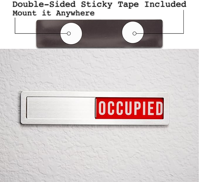 Stainless Steel Vacant/Occupied Privacy Sign for In Out Office Room Use, Vacant and Occupied Bathroom or Business Indicator Signs - Green & Red Professional Design