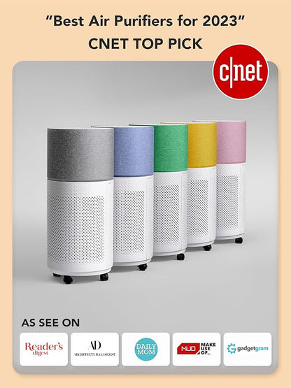 CleanForce Air Purifier for Home Large Room up to 2550 ft², Swiss Sanitized HEPA & Carbon Filter, asthma & allergy friendly Certified for Dust/Pollen/Pet Dander, Alexa/App Control, Ozone-Free, Rainbow