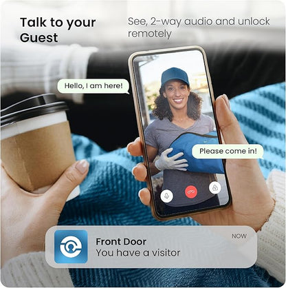 Lockly Vision Elite Video Smart Lock with Camera, Smart Wi-Fi Deadbolt for Front Door, PIN Genie® Keypad, Fingerprint Door Lock, Motion Sensor, App Remote Control, 2-Way Audio Doorbell, No Monthly Fee