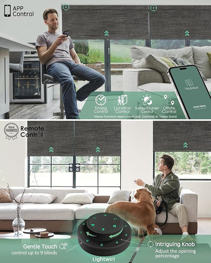 Yoolax Motorized Blinds with Remote, Smart Blinds for Windows Blackout Automatic Shades Compatible with Alexa Remote Control Roller Window Shades with Valance, Custom Size (V-Canyon Black Brown)