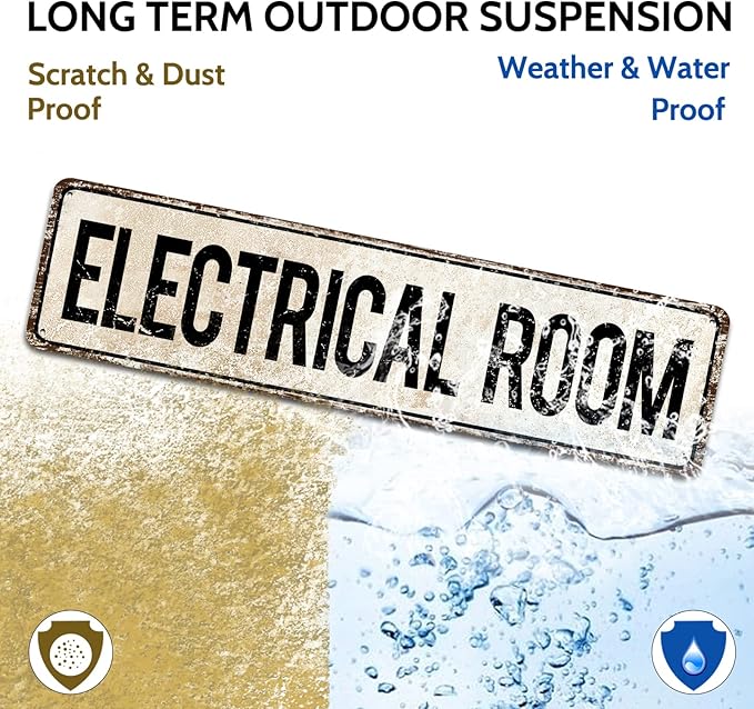 Electrical Room Door/Wall Sign, Sign for Door, Ensures Public Do Not Enter Restricted Areas - Private Access/Authorized Personnel Only, 4" by 16" Tin Sign