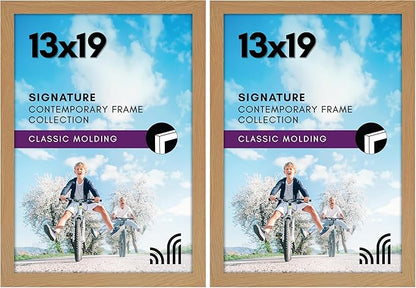 Americanflat 13x19 Picture Frame with Shatter-Resistant Glass - Gallery Style Frame with Engineered Wood - Signature Collection - Photo Frame for Wall Display - Dark Oak (Pack of 2)
