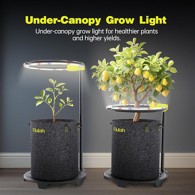 Saturn240 LED Grow Light, Commercial Full Spectrum 24W Under-Canopy Grow Light for Veg & Flower Stage, Adjustable Stand 12-22inch,3-in-1 Smart Controller Grow Lights for Grow Tents