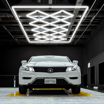 Neatfi LED Garage Lights, 56,320 Lumens, 6500K, 512W, Ultra-Bright Ceiling Lighting for Auto Shops, Car Detailing, Barber Shop, Beauty Salon, Warehouse, Basement, and Gym (Diamond Grid, White)