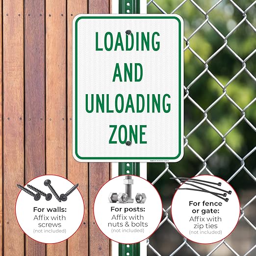 Loading and Unloading Zone Sign, 18x24 Inches, 3M EGP Reflective .080 Aluminum, Fade Resistant, Made in USA
