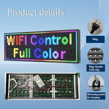 Outdoor P10 Led Scrolling Sign RGB Full Color by WIFI Control With High Brightness led sign Programmable for Business Advertising Board (39''x14'')