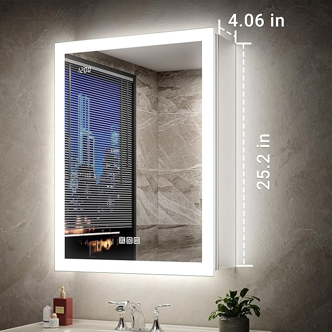 Side Mirrored Kits, 4'' W x 26'' H Decorative Side Mirrors Set of 2 for 26-Inch-Height Front & Backlit Lighted Mirror Cabinet Surface-Mounting-Use Only (for Model-Terri)