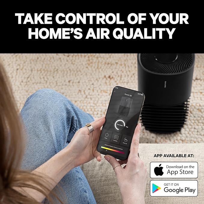 PuroAir 130b Smart Air Purifiers for Home Pets - Covers Up To 600 Sq Ft - Filters Up To 99.9% of Pollutants, Smoke, Pollen, Dust - Quiet Air Filter - Air Purifiers for Bedroom (2 Pack)