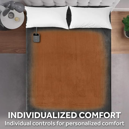 Sunbeam Electric Wi-Fi Connected Loftec Electric Heated Blanket, 10 Heat Settings, 10-Hour Auto Off, Fast Heating, Smart Heating Blanket, Voice & Wired Controller, Night Fog Grey, Full, 84" x 72"