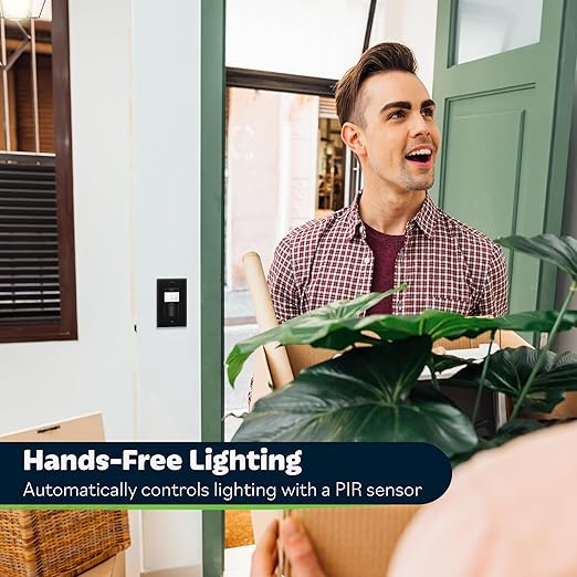 TOPGREENER PIR Motion Sensor Switch, Ambient Light Level Detector, No Neutral Required, 5A, 150W LED/CFL, 1/6 HP, Occupancy Vacancy Modes, Ground Wire Required, Single Pole, TDOS5-JM, Black