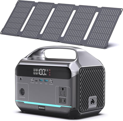 DARAN Portable Power Station with 40W Solar Panel, 288Wh (90,000mAh) LiFePO4 Battery, 350W (600W Peak) Mini Solar Generator, 2.1Hrs Fast Charing, 7-Port Design with AC Outlet for Emergency, Hurricane
