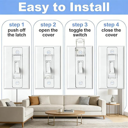 2 Pack Toggle Light Switch Cover Guard Child Proof Wall Light Switch Lock Protects Your Lights from being Accidentally Turned On or Off by Children and Adults, Clear