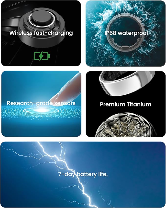 aabo aaboRing Smart Ring, Men, Women, Track Heart Rate, Fitness, Activity, Sleep Stress Monitoring, Step Count, Up to 7 Days of Battery Life, Titanium, No App Subscription, Rose Gold 11