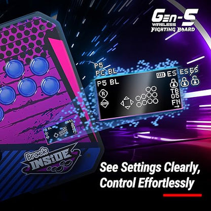 Brook Gaming Gen5W Fighting Board – Wireless Compatible Controller Board for P5, PC & Steam Deck | Ultra-Low Latency | Turbo, Macro & RGB Customization (Exclusive Version) (Gen5W)