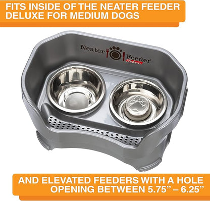 Neater Pet Brands Stainless Steel Slow Feed Dog Bowl for Fast Eating Medium Breed, Metal Slow Feeder Dog Bowl Fits in Medium Neater Feeder Deluxe, for Puppy or Dogs (19-40 lbs), 1 Cup Food Capacity