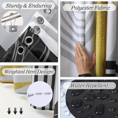 Bathroom Set - Bathroom Sets with Shower Curtain and Rugs, Bathroom Accessory Set, Black Bathroom Accessories Set with Trash Can, Toilet Brush and Soap Dispensers