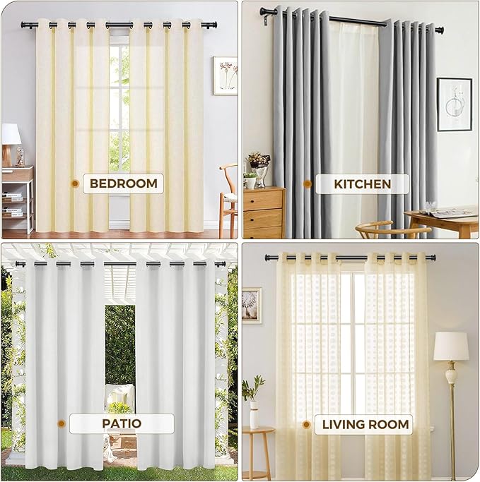 TONIAL 2 Pack Curtain Rods for Windows 48 to 84 Inch, Telescoping Splicing 3/4 Inch Single Rods for Windows Decorative Drapery Rod 32 to 86 with Small Finial, Black
