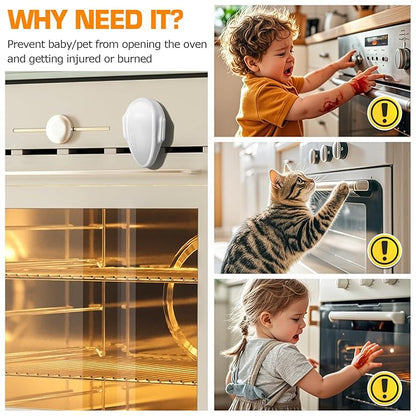 Oven Lock Child Safety (1 Pack), Cabinet Lock Baby Proofing, Baby and Child Proof Lock for Drawer Oven Stove Door, Upgrade Heat-Resistant Material, Easy to Install, No Tools Need - White