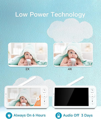 ARENTI Upgraded Baby Monitor with 2 Cameras, 4MP 2.4G&5G WiFi Baby Camera Monitor, Infrared Night Vision, Night Light, 2-Way Audio, Cry&Motion Detection, Temp&Humidity Sensor, App Control