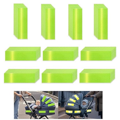 Non Fading Fluorescent Yellow Reflective Stickers 2 inch X 6 inch, Outdoor Waterproof High Visibility Safety Adhesive Reflector (100 Pcs)