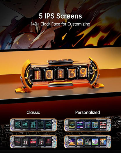 Divoom Times Gate - Cyberpunk Gaming Setup Digital Clock with Smart APP Control, WiFi Connect, RGB LED Display, Personalized Dashboard, Pixel Art for Gaming Room & Office Decor (Yellow)