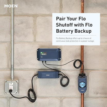 Moen Flo Smart Water Monitor and Automatic Shutoff Sensor, Wi-Fi Connected Water Leak Detector for 1-1/4-Inch Diameter Pipe, 900-002