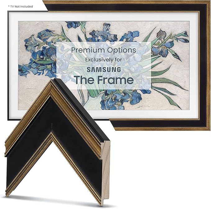 Antique Gold & Black 3" Color Chip Premiere Deco TV Frame (32",43",50",55",65",75",85") Compatible ONLY with Samsung The Frame and Pro TVs (Fits 2021-2025, LS03A,LS03B,LS03C,LS03D,LS03FA,LS03FW)
