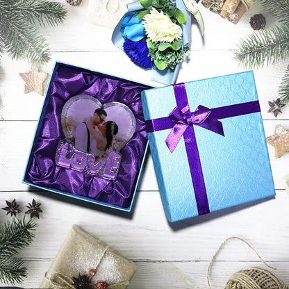 FANF&YKPY Personalized Crystal Custom Color Pictures - Heart-shaped Crystal Photo Frame, Birthdays, Wedding Anniversaries gift for her, Wedding Gifts, for Girlfriends, Husbands,Wife,Friends