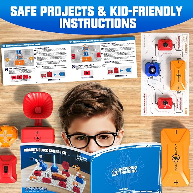 Science Kits for Kids Electronics Exploration Kit with 260+ Circuit Projects, Physics Experiments Circuit Board STEM Educational Toy for Boys Girls Ages 3 4 5 6 7 8 9 10 11 12+