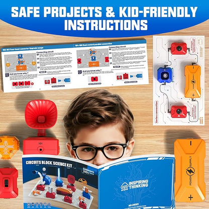 Science Kits for Kids Electronics Exploration Kit with 260+ Circuit Projects, Physics Experiments Circuit Board STEM Educational Toy for Boys Girls Ages 3 4 5 6 7 8 9 10 11 12+
