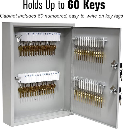 STEELMASTER by BankSupplies 60 Key Cabinet | Dual Lock Control Key Box | Welded 22 Gauge Steel Construction | Scratch Resistant | Write-On Key Tags for Easy Identification