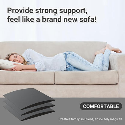 Couch Cushion Support for Sagging Seat, High Density Foam Sofa Support Replacement for Furniture, Curved Couch Supporter for Under The Cushions, Grey Set of 3