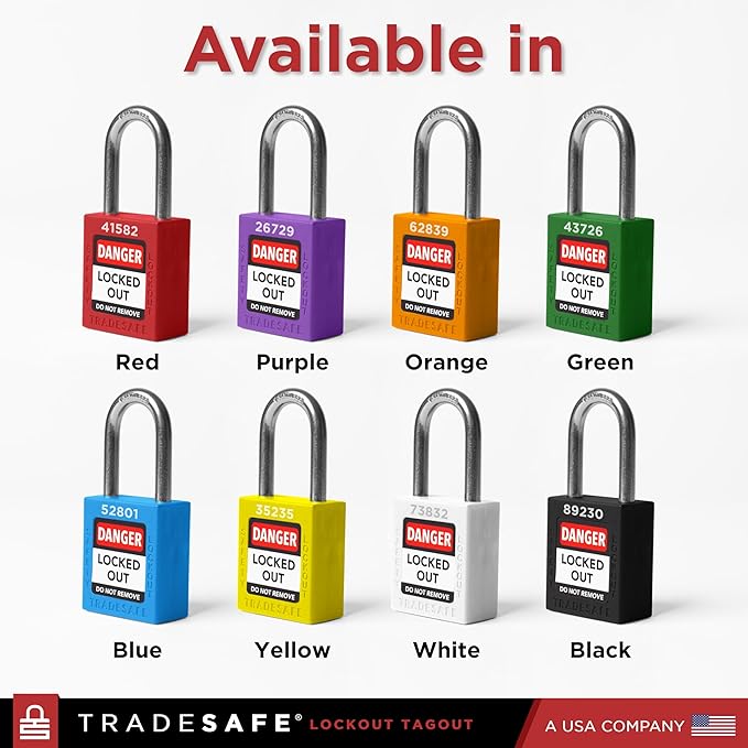 TRADESAFE Lockout Tagout Locks Set - 10 Yellow Keyed Alike Padlocks, 2 Keys Per Lock, OSHA Compliant Loto Locks