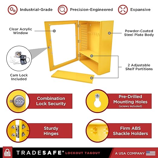 TRADESAFE Lockout Tagout Cabinet, Lock Out Tag Out Station Unfilled - No Loto Devices Included, Wall-Mountable Lockout Tagout Station Cabinet, Loto Box 18-7/8 x 7 x 23-5/8 inches
