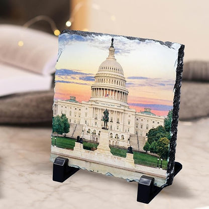 ArtPix 3D Christmas Personalized Slate Plate, Customized Xmas Photo Print Stone, Custom Picture Gift for Wife, Women, Family, Her, Him, Rock Slate Plaque Frame (Large)