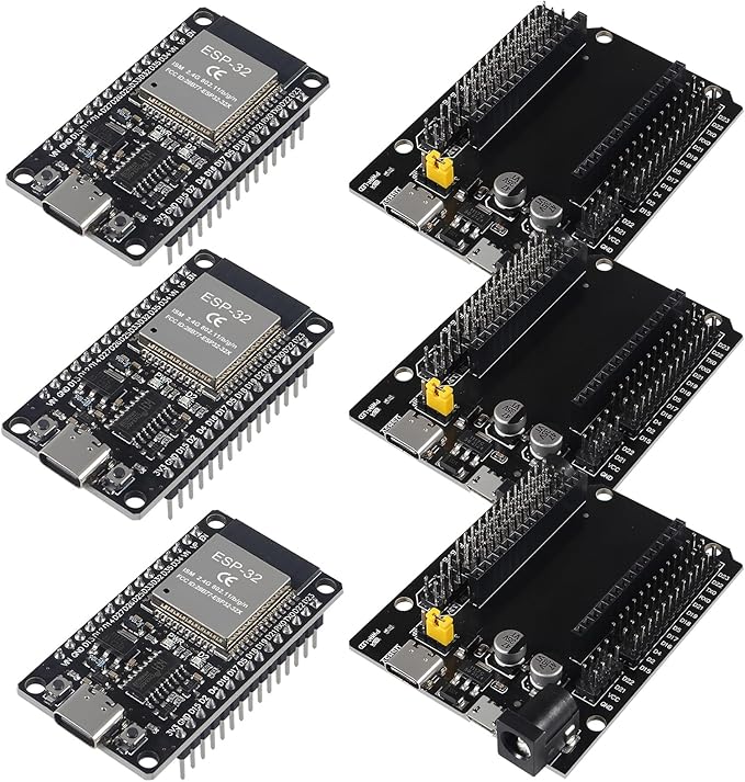 3Set ESP32 ESP-32S WiFi Development Board NodeMCU-32S Microcontroller Processor Integrated with ESP32 Development Board GPIO Breakout Board 30Pin Type-C Micro USB Dual Interface ESP32 Shield 30P
