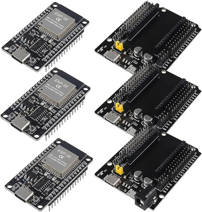 3Set ESP32 ESP-32S WiFi Development Board NodeMCU-32S Microcontroller Processor Integrated with ESP32 Development Board GPIO Breakout Board 30Pin Type-C Micro USB Dual Interface ESP32 Shield 30P
