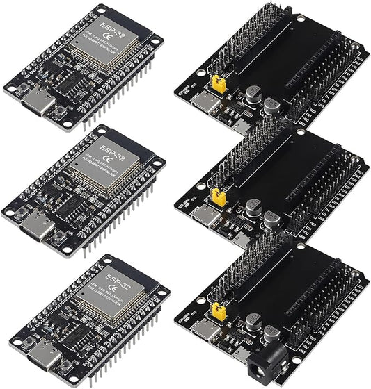 3Set ESP32 ESP-32S WiFi Development Board NodeMCU-32S Microcontroller Processor Integrated with ESP32 Development Board GPIO Breakout Board 30Pin Type-C Micro USB Dual Interface ESP32 Shield 30P
