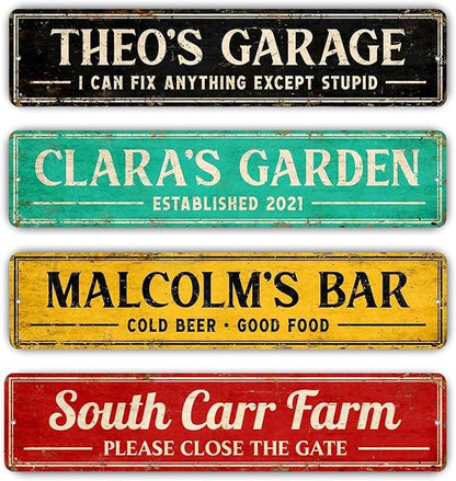 Custom Metal Signs for Home Decor - Personalized Outdoor Street Sign, Fade Resistant Aluminum, UV Protected & Weatherproof - 4x18 Inches