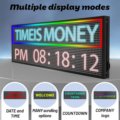 ‌Kochenkore P10 Programmable LED Sign, 39"x14" Scrolling Display, Waterproof Outdoor Digital Signage with WiFi Control, Indoor RGB Advertising Message Board for Business & Store Signs