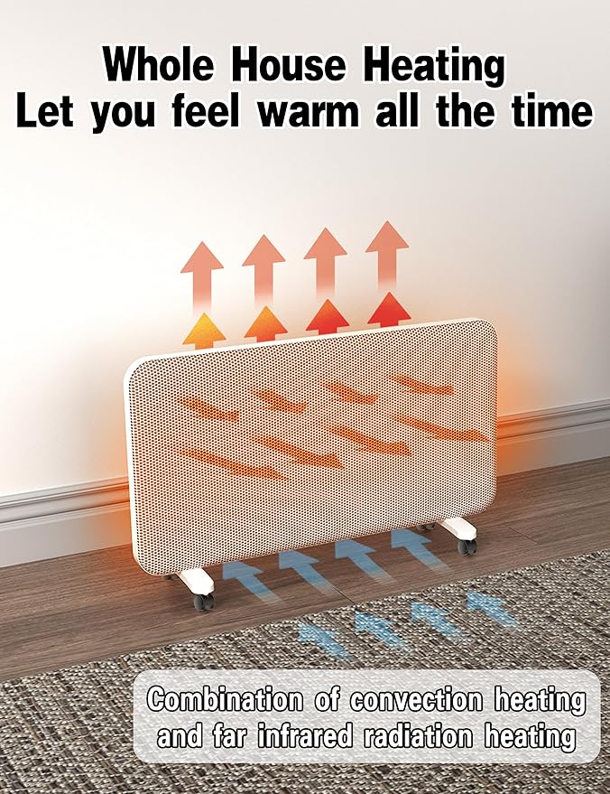 Graphene Convection Panel Infrared Space Heater for Indoor Use Large Room, 1500W Heater with Thermostat, Portable Stand Wall Mounted, Smart WiFi App Control Energy Saving,Work with Tuya