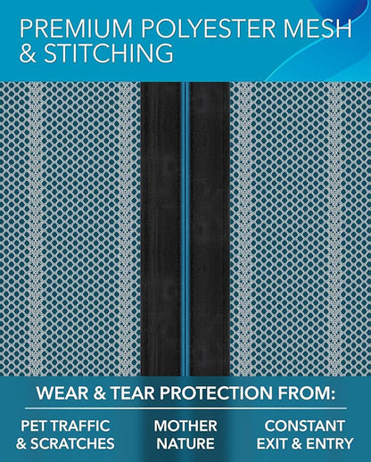 Flux Phenom Magnetic Screen Door Mesh 38x82 Inch – Easy Install, Strong Magnet Strength, Self-Sealing Mesh, Pet Tested, Hands-Free Entry, Doors Screen Magnetic Closure, Keeps Bugs Out - Gray