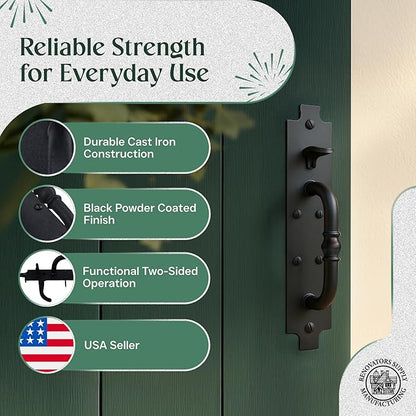 Black Cast Iron Norfolk Door Latches Traditional Gate Or Door 8" Tall Thumb Latches Black Powder Coated Two Sided Gate Latch Locks with Mounting Hardware | Renovators Supply Manufacturing Pack of 3