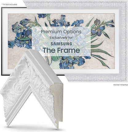 Tuscan Gloss White 75" Premiere Deco TV Frame - Compatible ONLY with Samsung The Frame TV and Pro TVs (Fits 2021-2025, LS03A, LS03B,LS03C,LS03D,LS03FA,LS03FW)